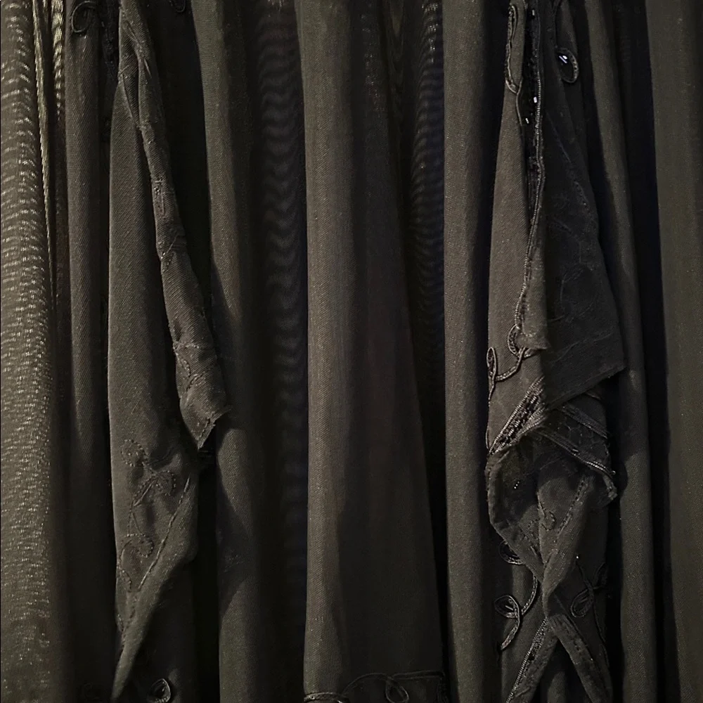 Elegant Black Sheer Dress with Lace Detail - Picture 10 of 16